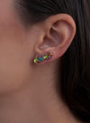 Boucles d'oreilles d'escalade en argent avec motif pierre vert foncé et lavande