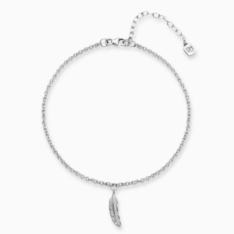 Silver Anklet with Feather